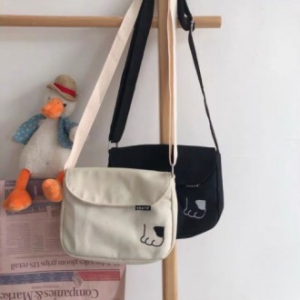 고양이 캔버스 코튼 면 에코 크로스백