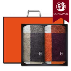 송월타올 호텔컬렉션 스퀘어50 미니바스타월 (40수/50*100cm) 2매입 선물세트(박스+쇼핑백 포함)