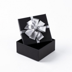 인기박스 실버꽃리본 고급 싸바리 선물상자 블랙(가로 12~10cm)