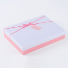 인기박스 포인트리본 고급 싸바리 선물상자 화이트/핑크(가로 28~35cm)