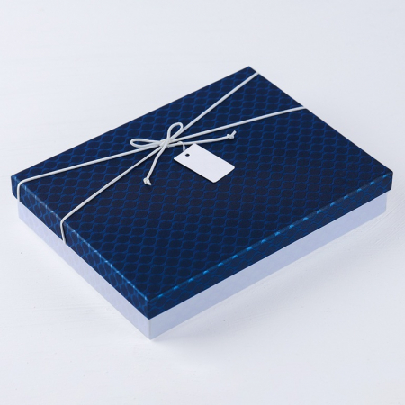 인기박스 포인트리본 고급 싸바리 선물상자 네이비/화이트(가로 28~35cm) #2