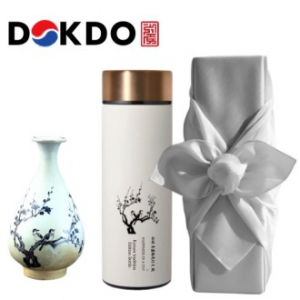 한국전통 에디션 청화백자매죽문병 문양 보온보냉 텀블러 독도보틀 440ml 보자기 선물포장