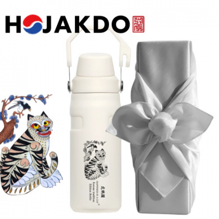 한국전통 에디션 까치호랑이 호작도텀블러 독도보틀 패스트플로우 450ml 보자기 선물포장 #2