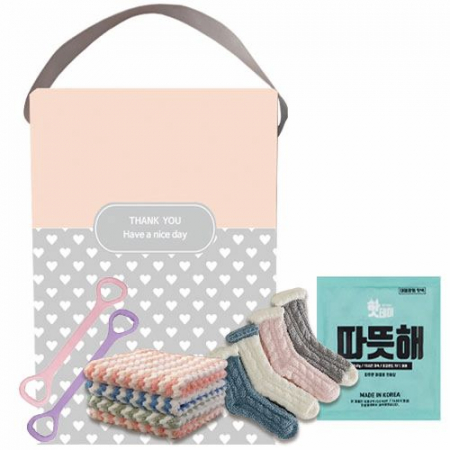 핫팩+수면양말+요술행주+근력밴드 4종세트 (하트케이스+스티커포함) #2