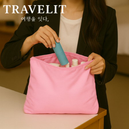 트래블잇 컬러풀 여행용파우치 大형 연핑크 #2