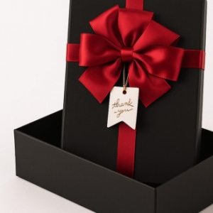 인기박스 레드꽃리본 고급 싸바리 무지상자 무지박스 선물상자 선물박스 블랙 12x12x5.5(가로 12~40cm)