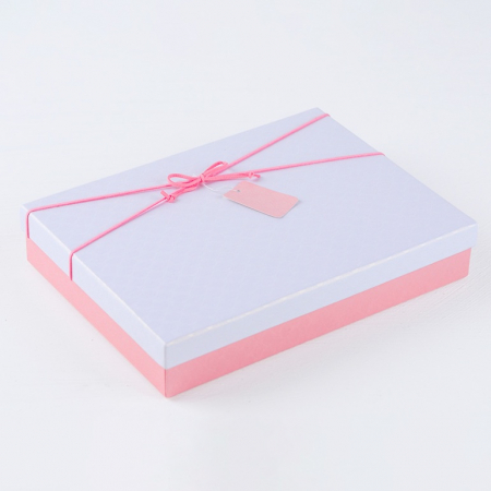 인기박스 포인트리본 고급 싸바리 선물박스 선물상자 종이박스 화이트/핑크 28x21x5(가로 28~35cm) #2