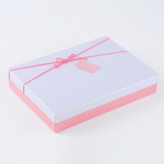 인기박스 포인트리본 고급 싸바리 선물박스 선물상자 종이박스 화이트/핑크 28x21x5(가로 28~35cm)