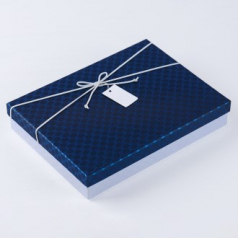 인기박스 포인트리본 고급 싸바리 종이상자 선물상자 네이비/화이트 28x21x5(가로 28~35cm)