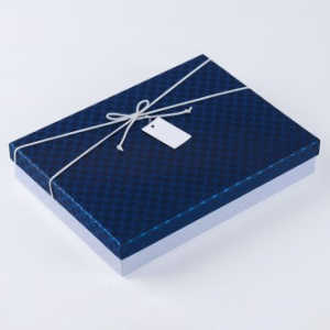 인기박스 포인트리본 고급 싸바리 종이상자 선물상자 네이비/화이트 28x21x5(가로 28~35cm)