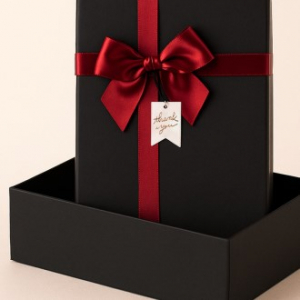 인기박스 레드리본 고급 싸바리 종이상자 종이박스 선물상자 블랙 12x12x5.5(가로 12~40cm)