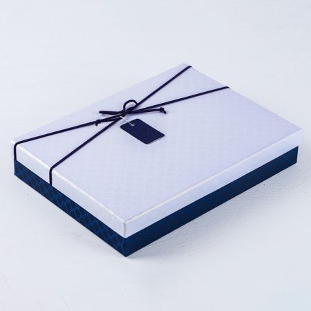 인기박스 포인트리본 고급 싸바리 종이박스 선물상자 화이트/네이비 28x21x5(가로 28~35cm) #2