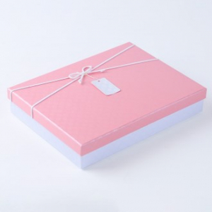 인기박스 포인트리본 고급 싸바리 선물박스 종이박스 핑크/화이트 28x21x5(가로 28~35cm)