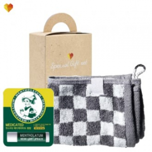 그레이 뱀부 선염고리핸드수건+ 메디케이티드 스틱립밤