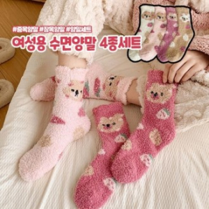 딸기곰도리 수면양말 4종세트