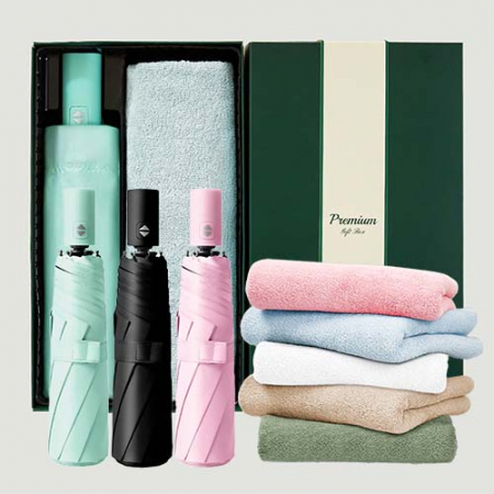 라이트핏 3단8K 완전자동 양우산+보송보송데일리순면타올135g 우산타올선물세트 #2