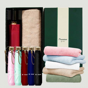 라이트핏 3단6k 초경량양우산+보송보송데일리순면타올135g 우산타올선물세트 #2