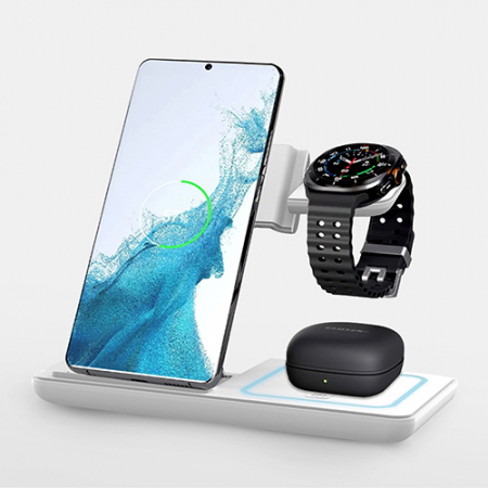 비즈 스마트 접이식 3in1 멀티 무선충전기 BZ-WF400 화이트 #2