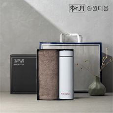송월 프리미엄 선물 세트 송월 뉴 컬러 무지40 1P + 스마트온도텀블러 500ml 1P