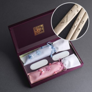 장수학 손조각 방짜유기 2P (도자기받침)(수저집)