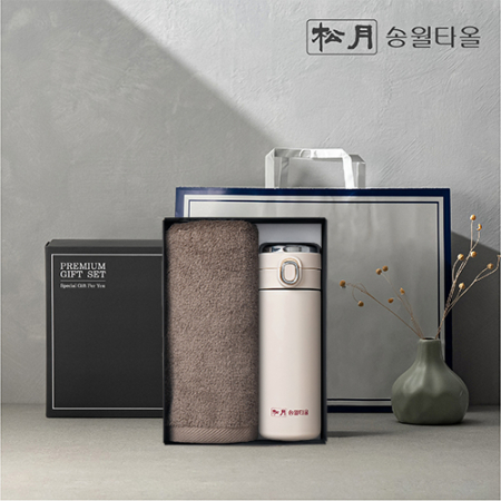 송월 프리미엄 선물 세트 송월 뉴 컬러 무지40 1P 원터치스마트텀블러 420ml 1P #2