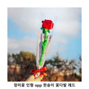 위크앤드 장미꽃 인형 opp 한송이 꽃다발 핑크 선물