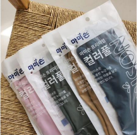 4색 마미손 컬러풀 고무장갑 파스텔톤 이쁜 칼라 색 #2