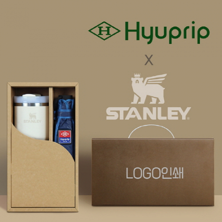 협립 3단 내부펄 격자엠보 수동우산 +스탠리591ml 텀블러-세트 #2