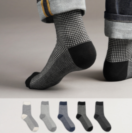 국산 남성 중목 하운드투스 체크 양말 #2