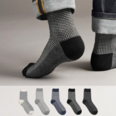 국산 남성 중목 하운드투스 체크 양말