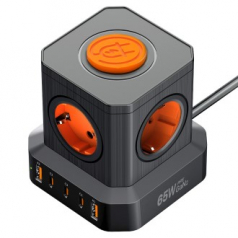 UM2 GAN 65W PD 타워형 멀티어댑터 5구 멀티탭 C타입 USB 충전기 포트5개 UMAC-65WTOWER-5P