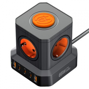 UM2 GAN 65W PD 타워형 멀티어댑터 5구 멀티탭 C타입 USB 충전기 포트5개 UMAC-65WTOWER-5P