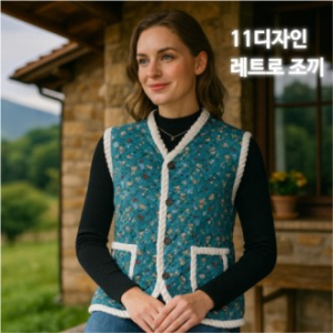 레트로 할머니조끼 방한조끼 김장조끼 시골조끼 꽃무니조끼 시골스테이 촌캉스 단체조끼