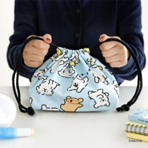 몰티즈 패턴 스트링 파우치