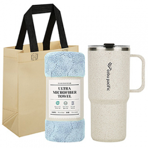 친환경 커피가루 우디 핸들 텀블러 + 타올 기프트 세트
