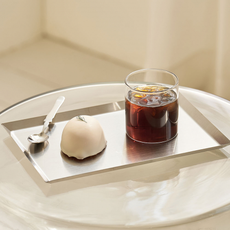 스텐 트레이 카페 쟁반 커피 철제 빵 사각 메탈 사각 #2