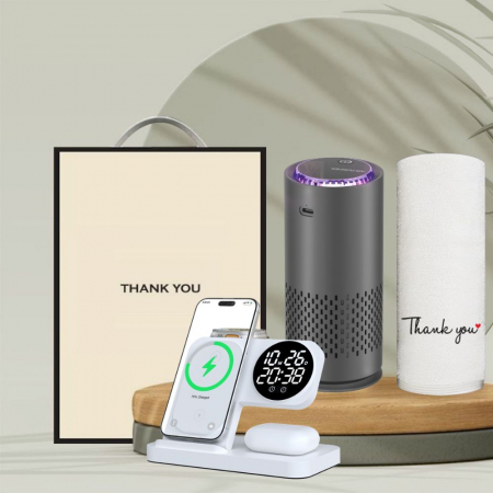 시즈넬 선물세트 공기청정기+ 4in1 무선충전기+고급 호텔타올(Thank You) #2