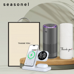 시즈넬 선물세트 공기청정기+ 4in1 무선충전기+고급 호텔타올(Thank You)