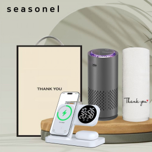 시즈넬 선물세트 공기청정기+ 4in1 무선충전기+고급 호텔타올(Thank You)
