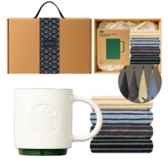 스타벅스 시그니처 사이렌 머그 355ml+ 송월 스트라이프 호텔 핸드타월