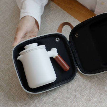 머그컵 휴대용 티팟세트 도자기 티포트 다관1 찻잔4 휴대용파우치 #9