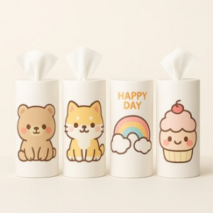 디자인 맞춤 제작 휴대용 원통티슈 캔티슈 60매 // 독판인쇄