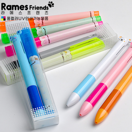 라메스프렌즈 형광펜+2색 볼펜 페트케이스세트 #3