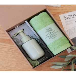 프리미엄 띠지 스페셜 2p 170g 코마사 수건 + 비건 퍼퓸 핸드워시 세트