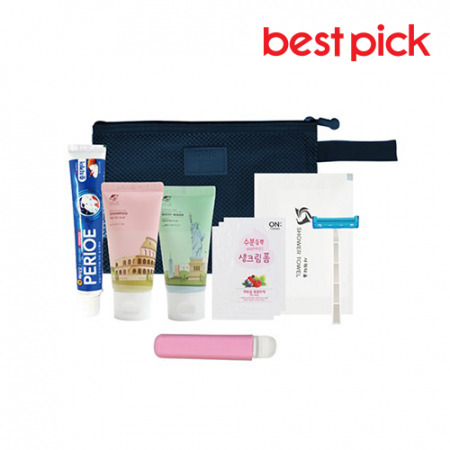 베스트픽 프리미엄 여행용 매쉬파우치 세면도구 7종 세트 F형 #2