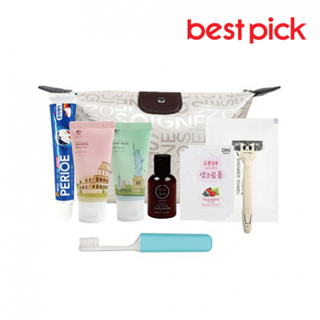 베스트픽 프리미엄 여행용 버킷파우치 세면도구 9종 세트 B형 #2