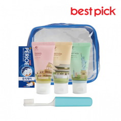 베스트픽 프리미엄 ECO 여행용 클리어 파우치 세면도구 6종 세트 B형