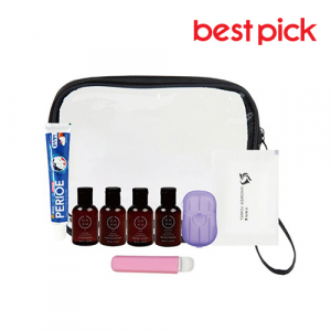 베스트픽 프리미엄 여행용 클리어 파우치 세면도구 9종 세트 E형