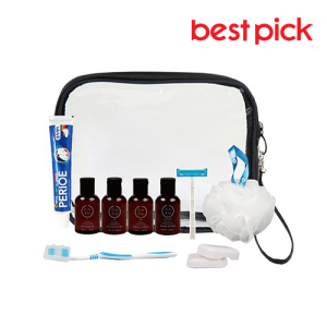 베스트픽 프리미엄 여행용 클리어 파우치 세면도구 10종 세트 A형