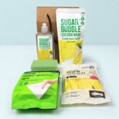 크린랩 여러번 빨아쓰는 행주+슈가버블 주방세제 용기+리필 5종